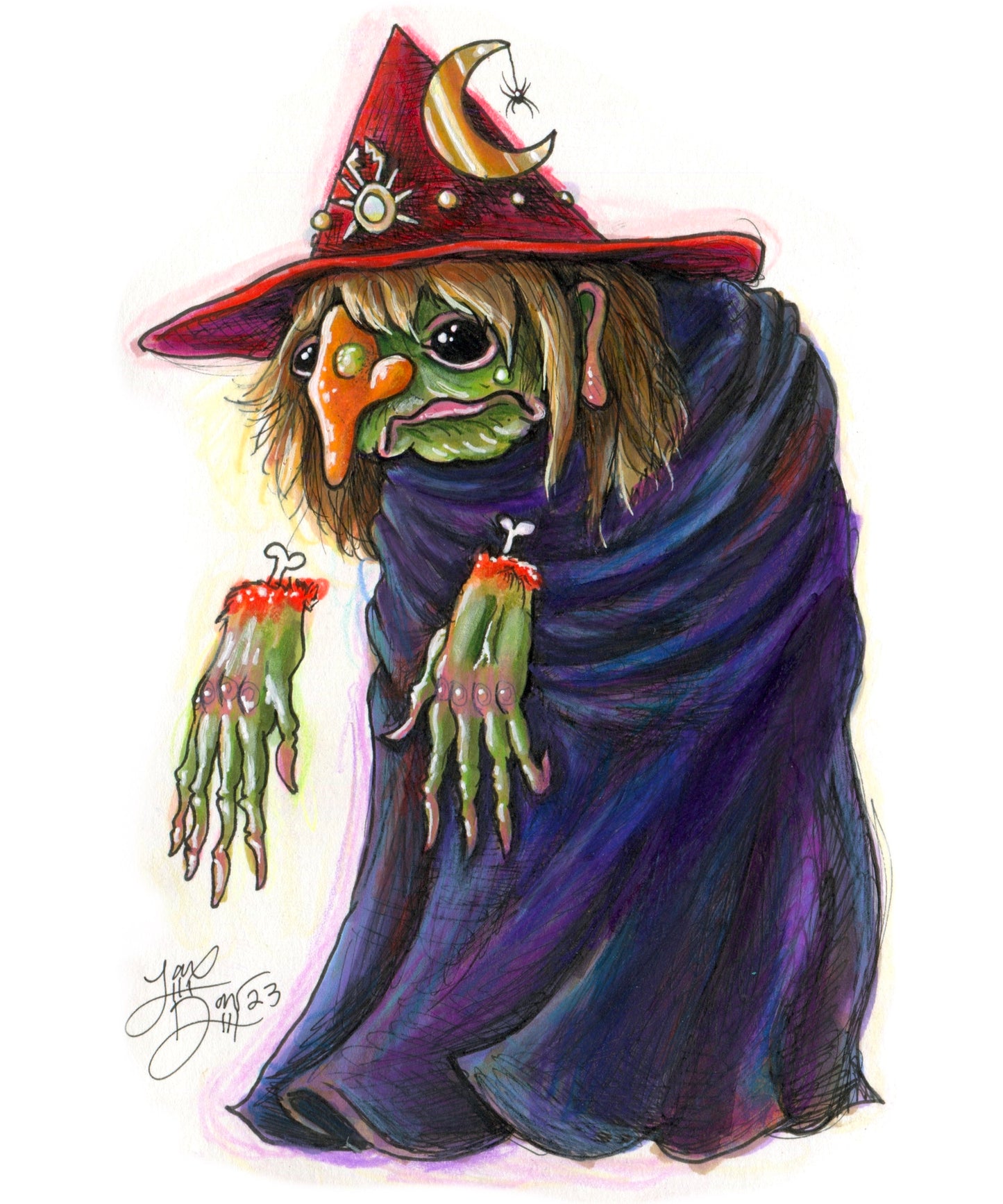 scary witch drawing