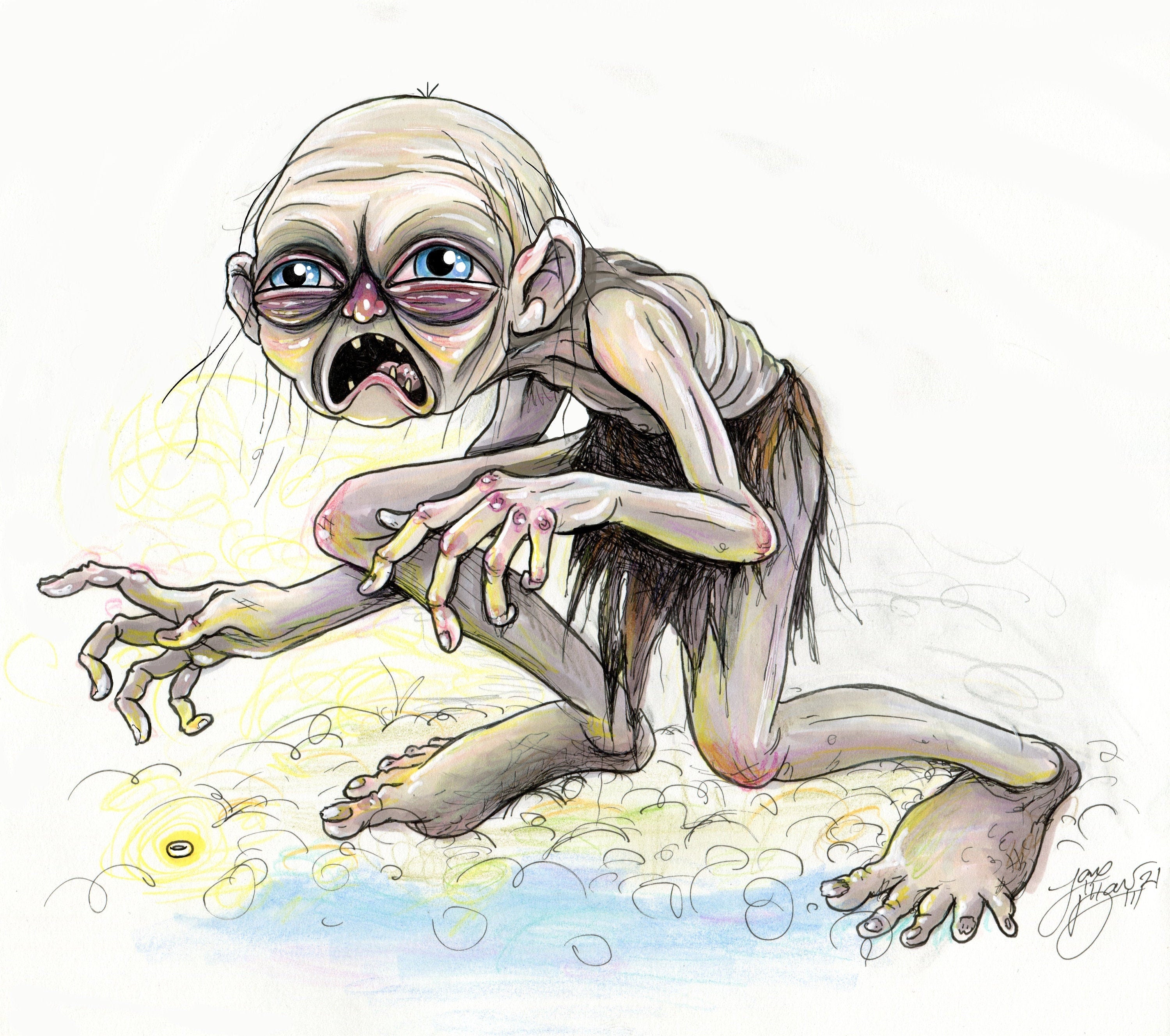 Gollum, Patient Plotter Art Card} (Signed), Art Series: The Lord of the  Rings - Variants